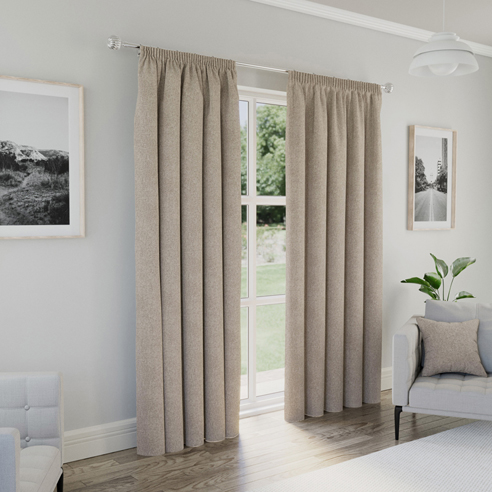 Dallas (Blackout) Pencil Pleat, Natural - Ready Made Curtains - Image 3